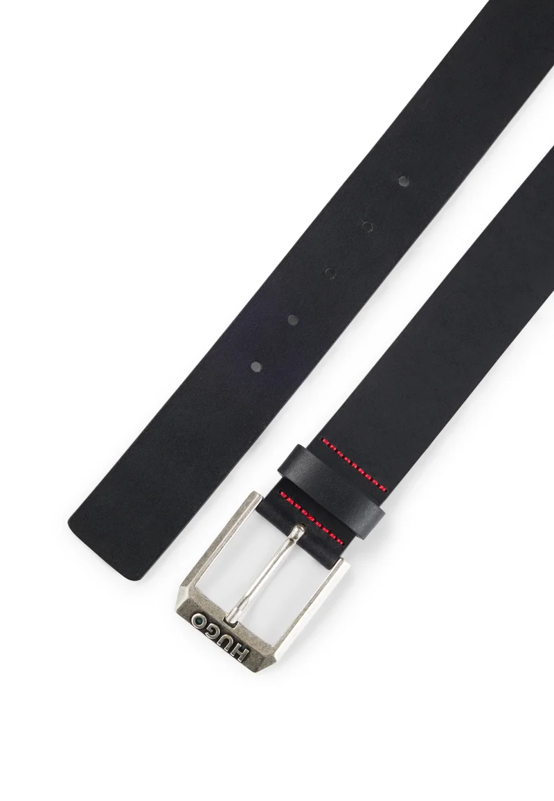 هوجو حزام جلدي بإبزيم بشعار