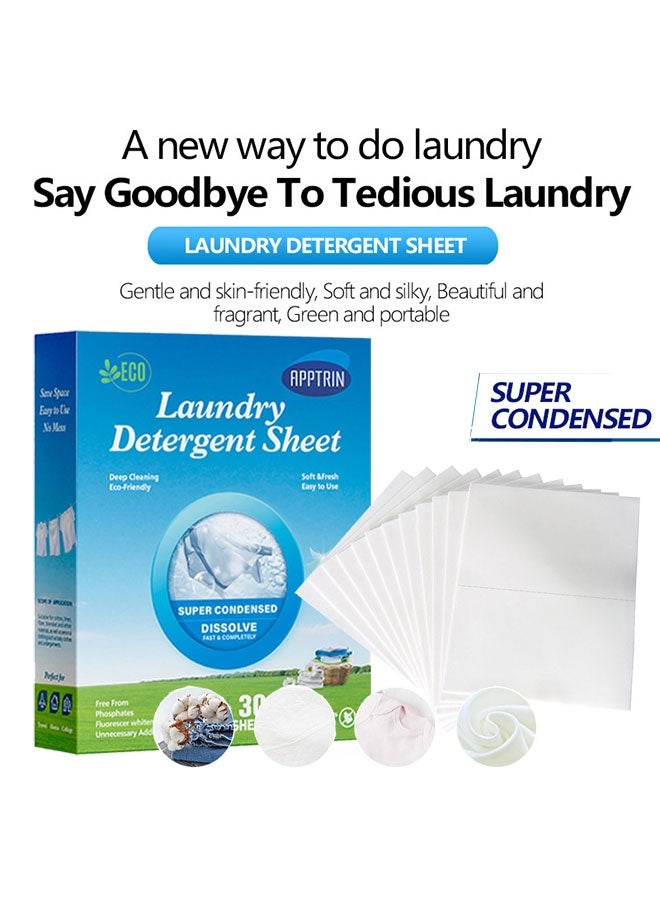 APPTRIN Laundry Detergent Sheets,Fresh Scent Travel Laundry Sheets Washing Sheets for Home Dorm Travel 30 Sheets / 60 Loads - Image 2