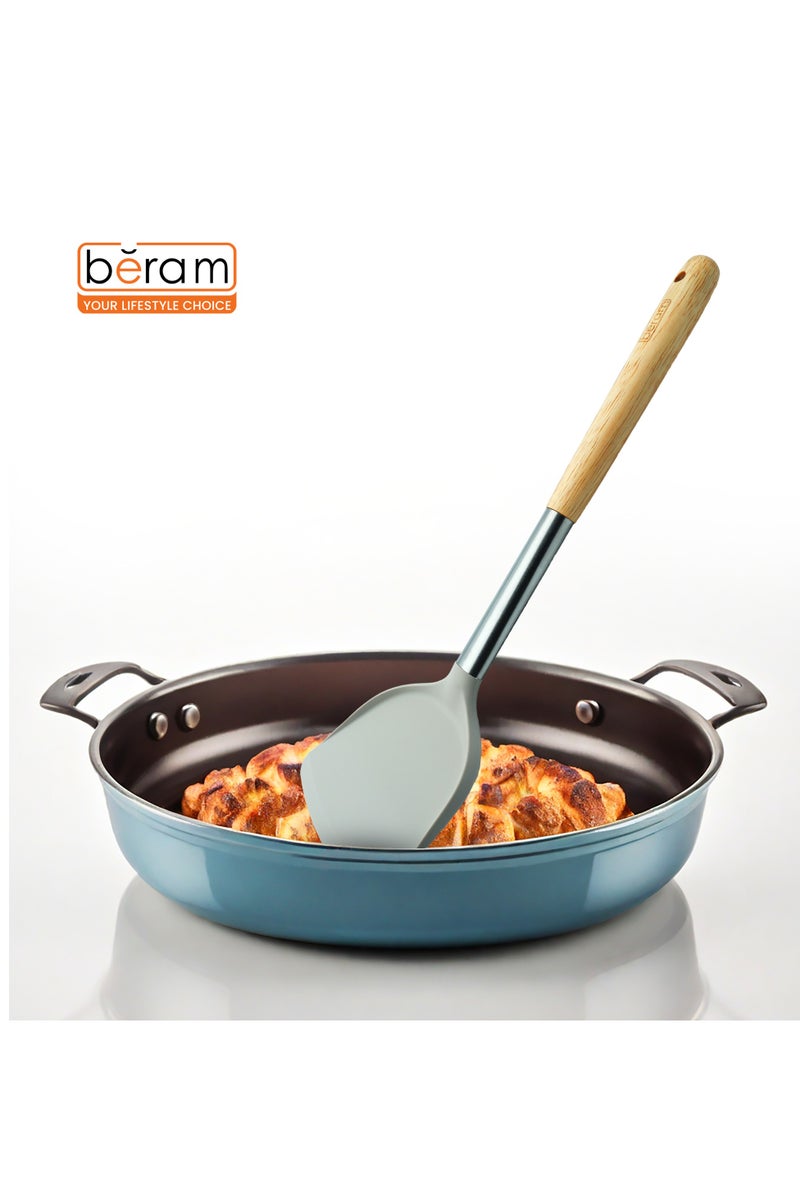 Beram Silicone Kitchen Utensil Set  Heat-Resistant Cooking Tools with Stainless Steel & Wooden Handles  BPA-Free, Non-Stick Safe for cooking baking & more.(BEIJE) (Single Solid Shovel) - Image 4
