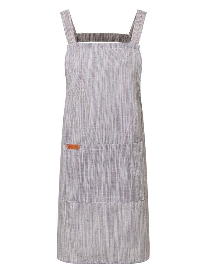 Zulzifs Womens Japanese Style Aprons, Cotton Linen Kitchen Pinafore Apron with Pockets for Baking, Cooking, Café & Restaurant Work - Image 1