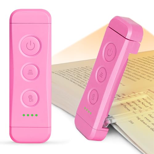 Glocusent USB Rechargeable Book Light, Portable Clip-on LED Reading Light, Reading Lights for Books in Bed with 3 Amber Colors & 5 Brightness Dimmable, Compact & Long Lasting, Perfect for Book Lovers - Image 1