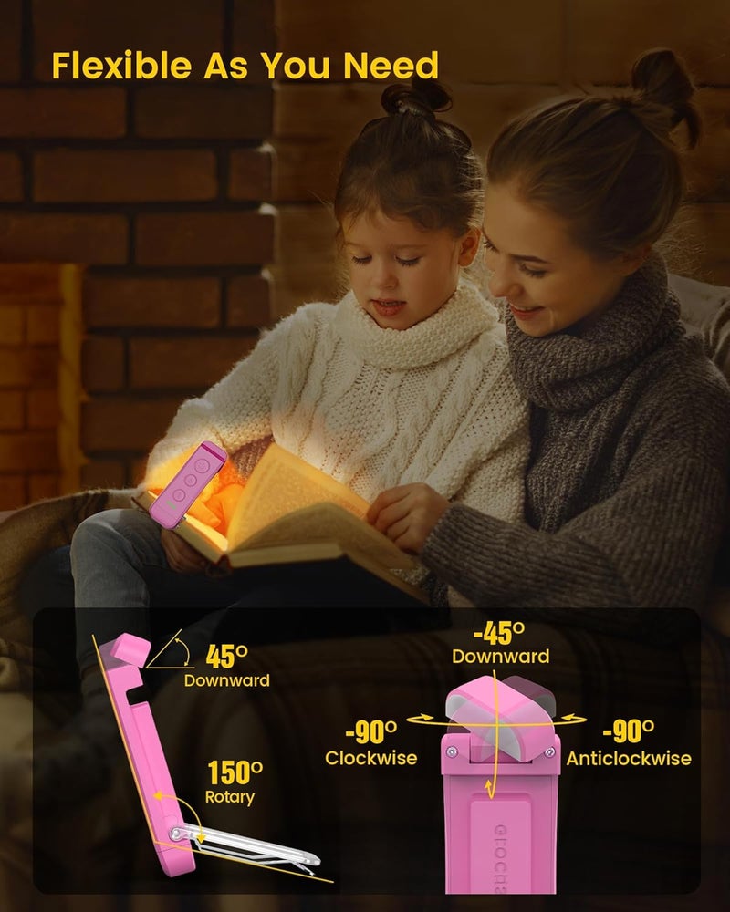 Glocusent USB Rechargeable Book Light, Portable Clip-on LED Reading Light, Reading Lights for Books in Bed with 3 Amber Colors & 5 Brightness Dimmable, Compact & Long Lasting, Perfect for Book Lovers - Image 5