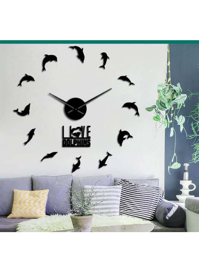 نيبمينينت Diving Dolphin Pattern Decorative Wall Clock Black - Image 3