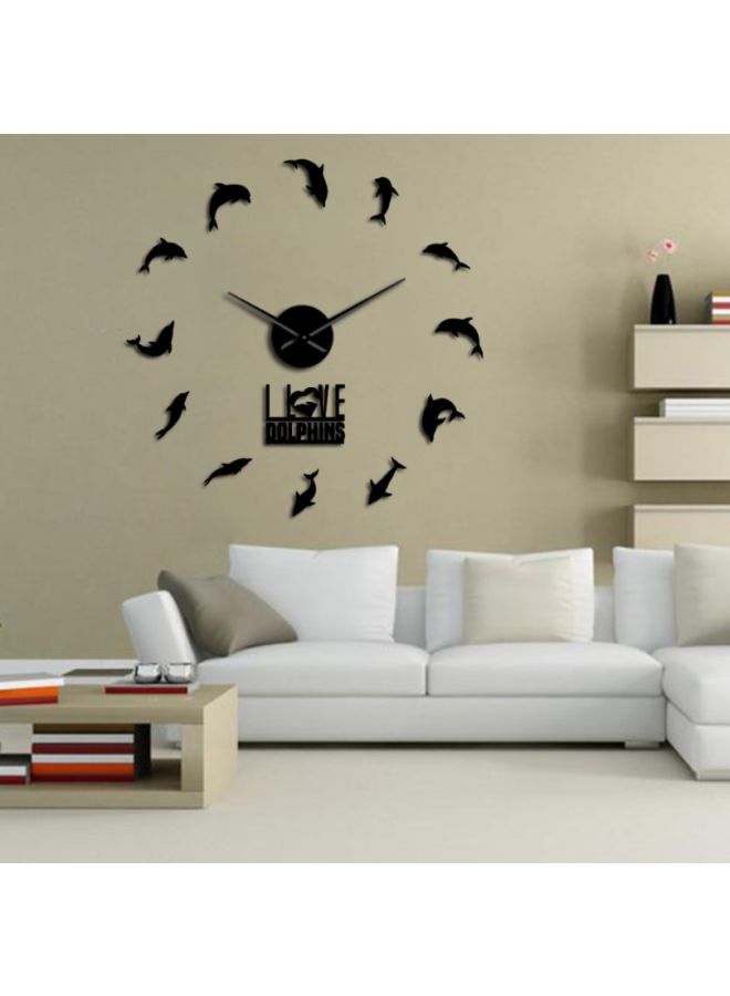 نيبمينينت Diving Dolphin Pattern Decorative Wall Clock Black - Image 2