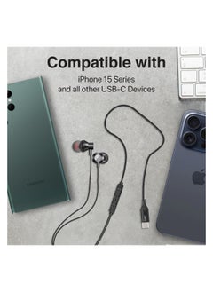 Generic Earphones with USB-C Connector, Ergonomic In-Ear USB-C HD Wired Earbuds with Microphone, Call Function, Anti-Tangle Wire, In-Line Volume Control for iPhone 15, iPad, Galaxy S23, SILKEN-C.BLACK  - Image 4