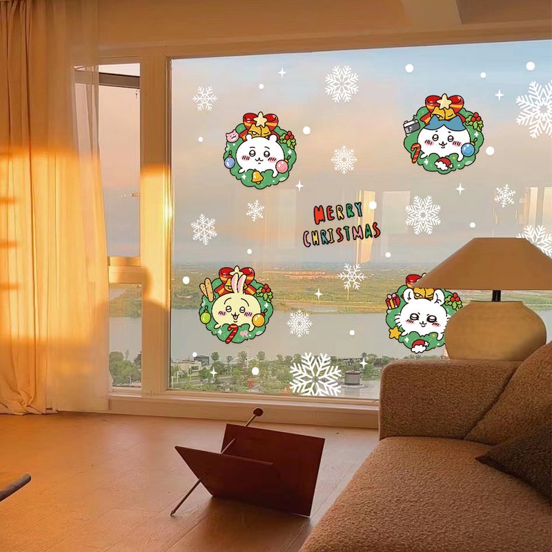 2026 New Year And Christmas Decoration Stickers Christmas Tree Chiikawa Jiikawa Window Glass Door Stickers Window Stickers - Image 3