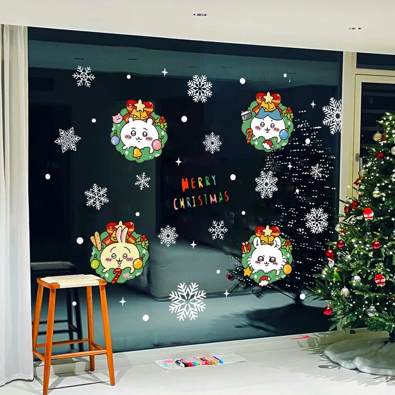 2026 New Year And Christmas Decoration Stickers Christmas Tree Chiikawa Jiikawa Window Glass Door Stickers Window Stickers - Image 4