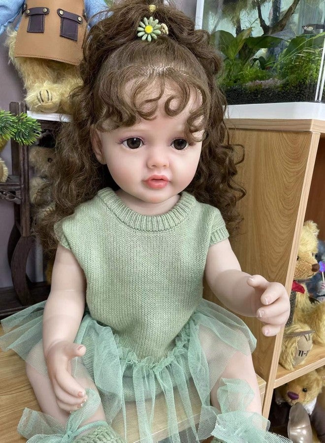 KOKOMANDY Reborn Baby Dolls Girl Full Body Silicone 22 Inch Real Life Baby Doll Rooted Curly Hair Realistic Newborn Baby Doll Cute Toddler Doll Toy Gifts - Image 3