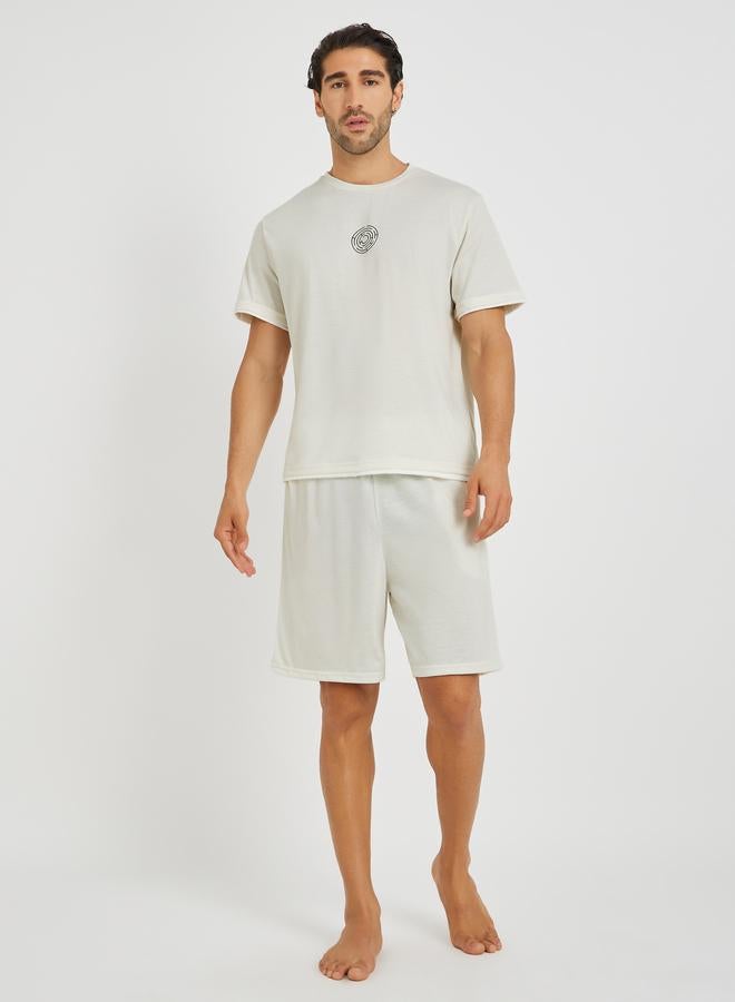 Styli Minimal Print T-Shirt and Shorts Pyjama Set - Image 1