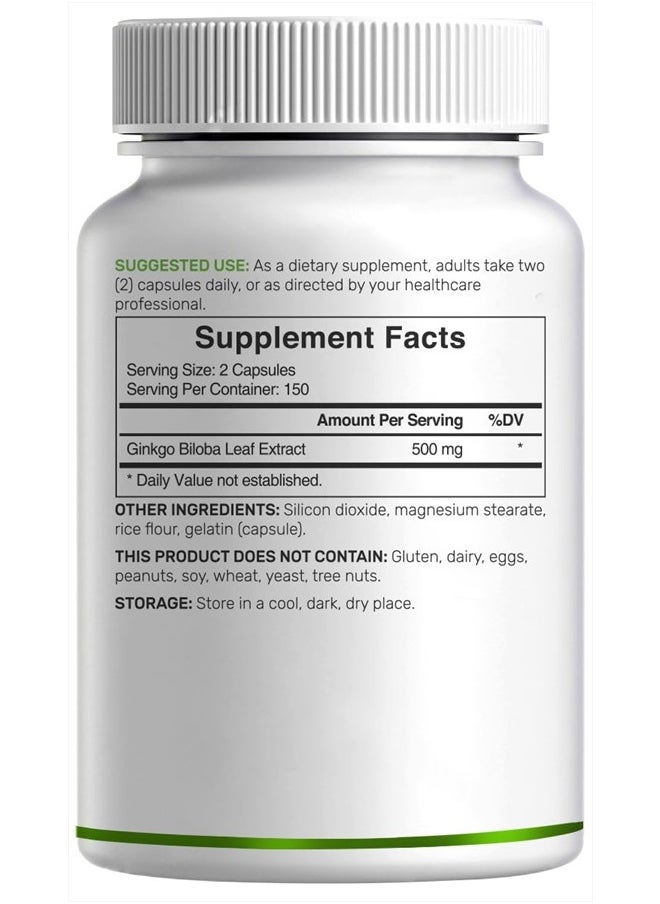DEAL SUPPLEMENT - Ginkgo Biloba 500mg Per Serving, 240* Capsules, 4 Month Supply – Grown in Northern Asia – Extra Strength, Promotes Brain Function - Image 1