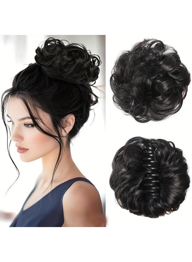 Chanderkash 1 Pcs Synthetic Nylon Messy Curly Hair Claw/Clutcher Bun Hair Extension for Women and Girls (Black) - Image 1