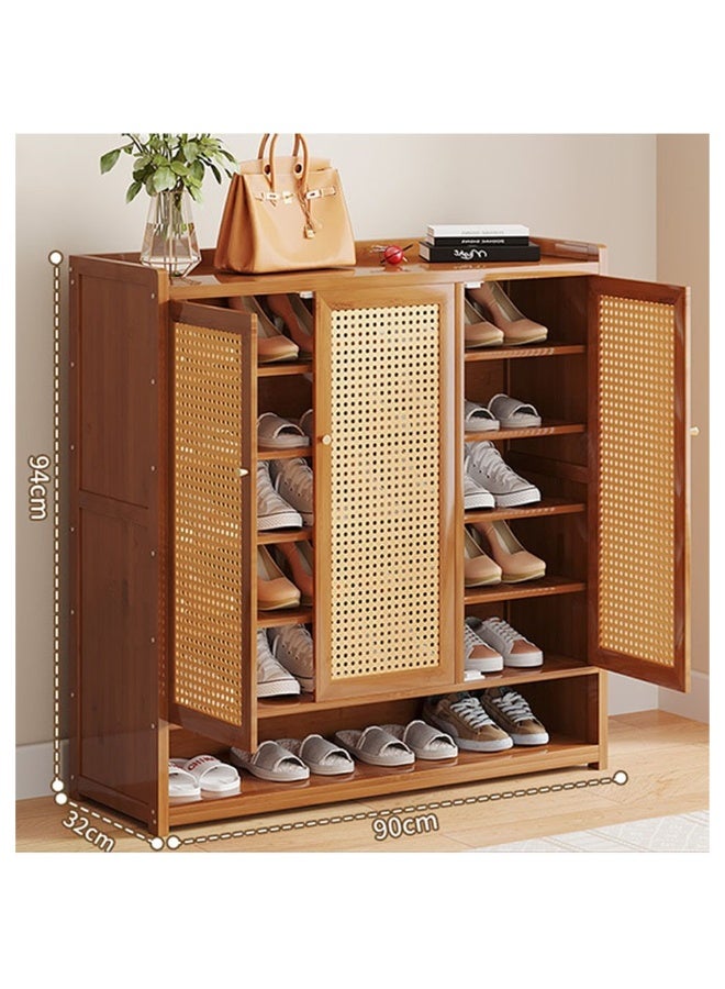 keke Large Capacity Entryway Storage Rattan Dustproof Shoe Cabinet - Image 2