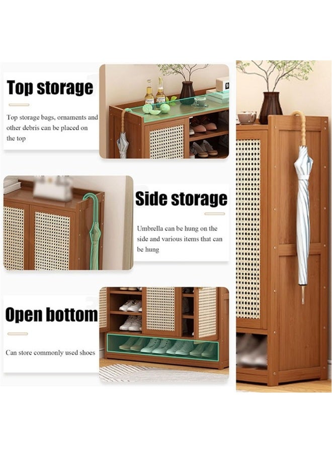 keke Large Capacity Entryway Storage Rattan Dustproof Shoe Cabinet - Image 3