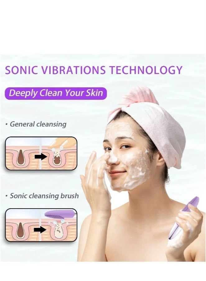 Generic Facial Cleansing Brush, Silicone Face Scrubber, IPX7 Waterproof, Purple  - Image 2