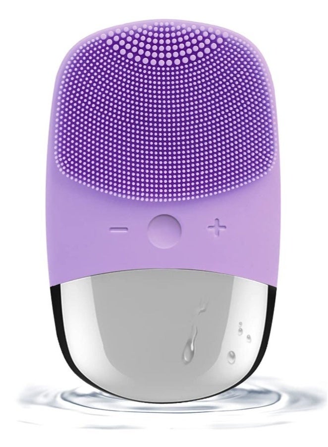Generic Facial Cleansing Brush, Silicone Face Scrubber, IPX7 Waterproof, Purple  - Image 1