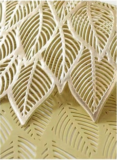 Kutis 4-Piece Nordic Style Hot Stamping Gold Hollowed Out in Leaf Shape Placemat/Cup Cushion/Dining Mat PVC Golden Diameter 38 Centimeter  - Image 4