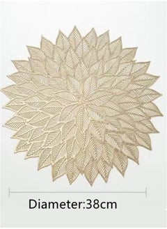 Kutis 4-Piece Nordic Style Hot Stamping Gold Hollowed Out in Leaf Shape Placemat/Cup Cushion/Dining Mat PVC Golden Diameter 38 Centimeter  - Image 5