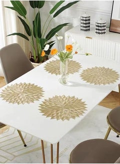 Kutis 4-Piece Nordic Style Hot Stamping Gold Hollowed Out in Leaf Shape Placemat/Cup Cushion/Dining Mat PVC Golden Diameter 38 Centimeter  - Image 1