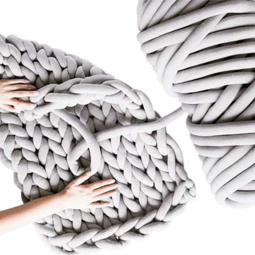 Casaphoria Chunky Yarn for Hand & Arm Knitting, Super Soft Giant Yarn for DIY Blankets & Pillows (Light Grey, 2.3Lbs/47Yards) - Image 4