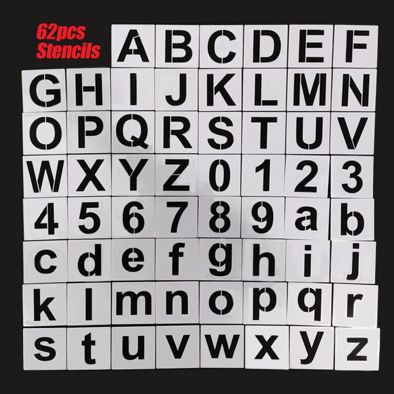 62pcs 3 Inch Letter and Number Stencils Reusable Washable Alphabet Stencils Environment-friendly PET Art Craft Templates for Painting On Wood Fabric Wall Door Decor Home Sign - Image 5