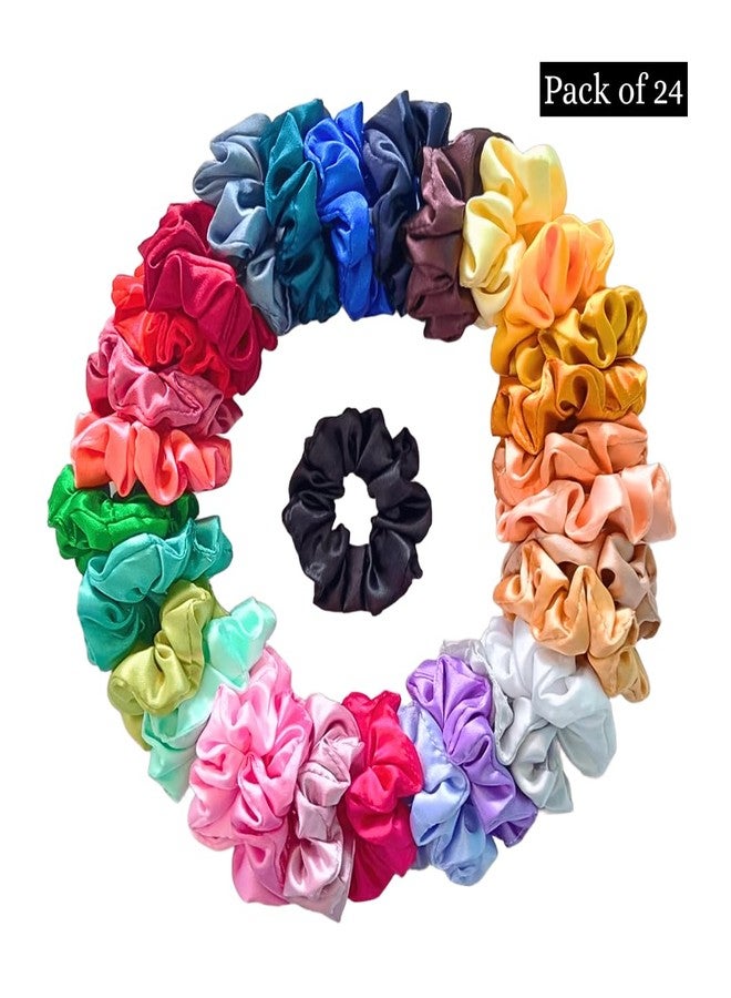 CARRYTHECUTE Premium Satin Scrunchies for Woman and Girls | Anti-Hair Breakage Hair Ties | Smooth Ponytail Holders | Best Gift (Pack of 24) - Image 5