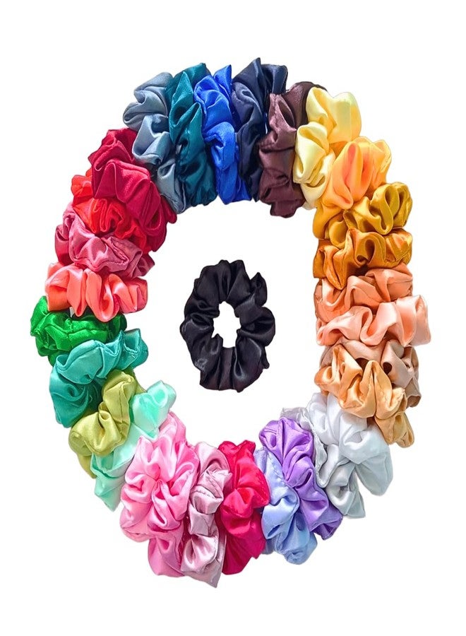 CARRYTHECUTE Premium Satin Scrunchies for Woman and Girls | Anti-Hair Breakage Hair Ties | Smooth Ponytail Holders | Best Gift (Pack of 24) - Image 1