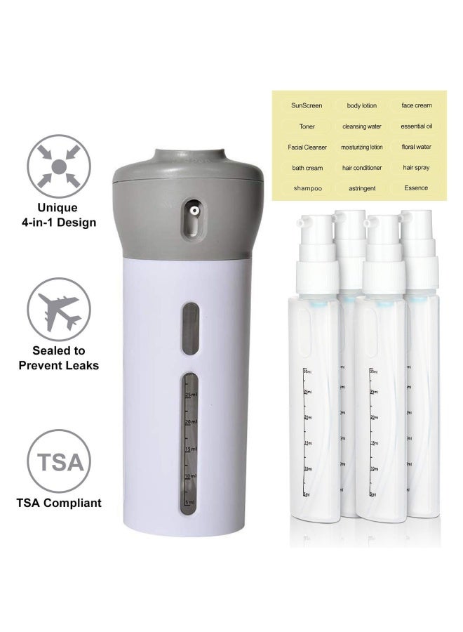 CHIVENIDO 2 Pack Travel Dispenser, CHIVENIDO 4 in 1 Lotion Shampoo Gel Travel Dispenser Shower Bottles Refillable Travel Bottles (Pink+Gray) - Image 3
