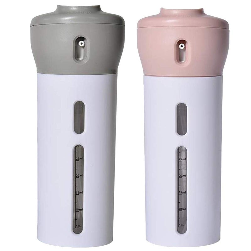CHIVENIDO 2 Pack Travel Dispenser, CHIVENIDO 4 in 1 Lotion Shampoo Gel Travel Dispenser Shower Bottles Refillable Travel Bottles (Pink+Gray) - Image 1