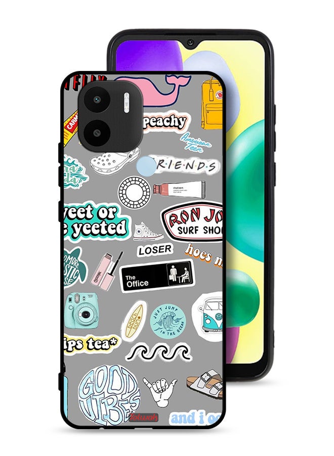 Tolwak Xiaomi Redmi A1 Plus Protective Case Cover Good Vibes Stickers - Image 1