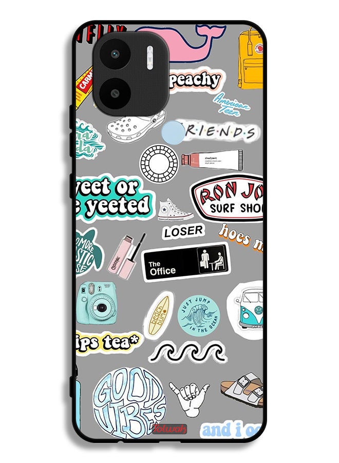 Tolwak Xiaomi Redmi A1 Plus Protective Case Cover Good Vibes Stickers - Image 2