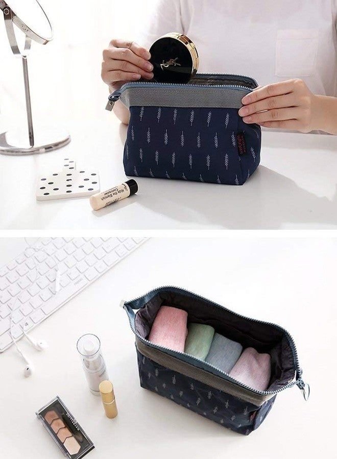 AASHRIT Naylon Cosmetic Toiletry Makeup Pouch with Portable Travel Multipurpose Water-Resistant Zipper Makeup Brush Bags - Blue Leaf ASCPBF-7 - Image 5