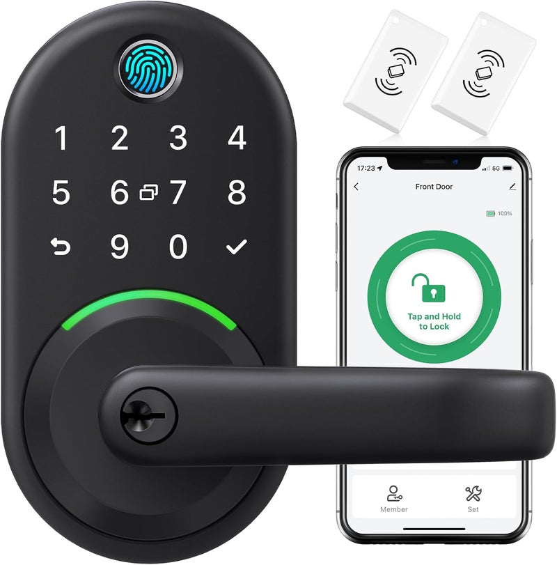 Yamiry Smart Door Handle Lock with Keypad: Fingerprint Smart Knob - Keyless Entry Digital Lock for Front Door - Deadbolt with APP - Generate Passcode Remotely - DIY Installation - Image 1