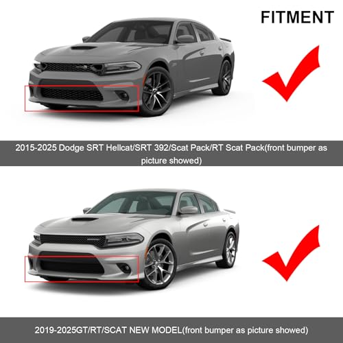 SPORTULI Front Bumper Lip Splitter Protector Replacement for 2015-2024 2025 Dodge Charger Scat Pack/SRT Models and 2019-2023 2024 GT/RT/SCAT Models - Image 3