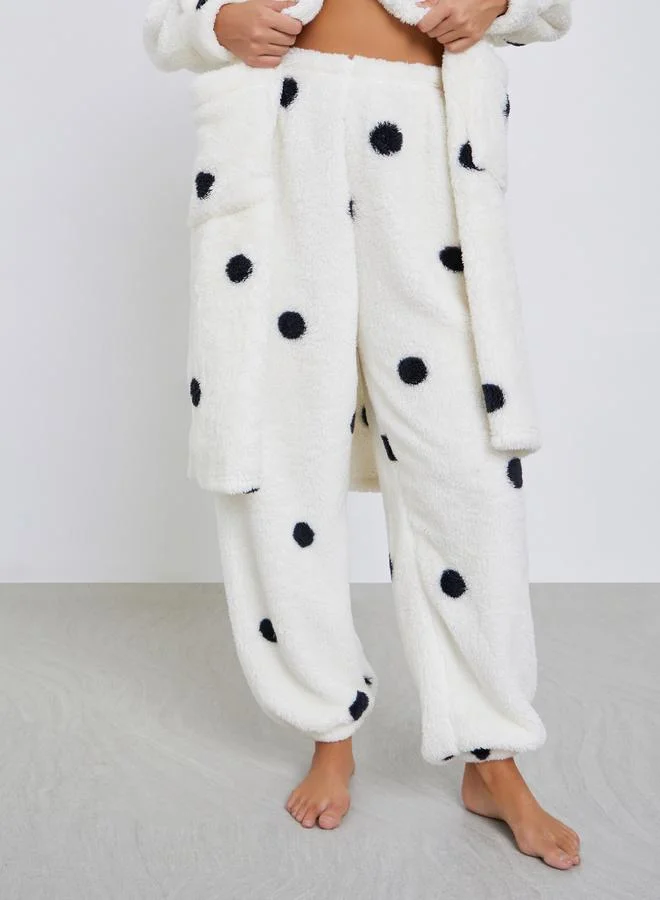 Styli Styli Fleece Spot Ear Hood Pocket Robe and Pyjama Set