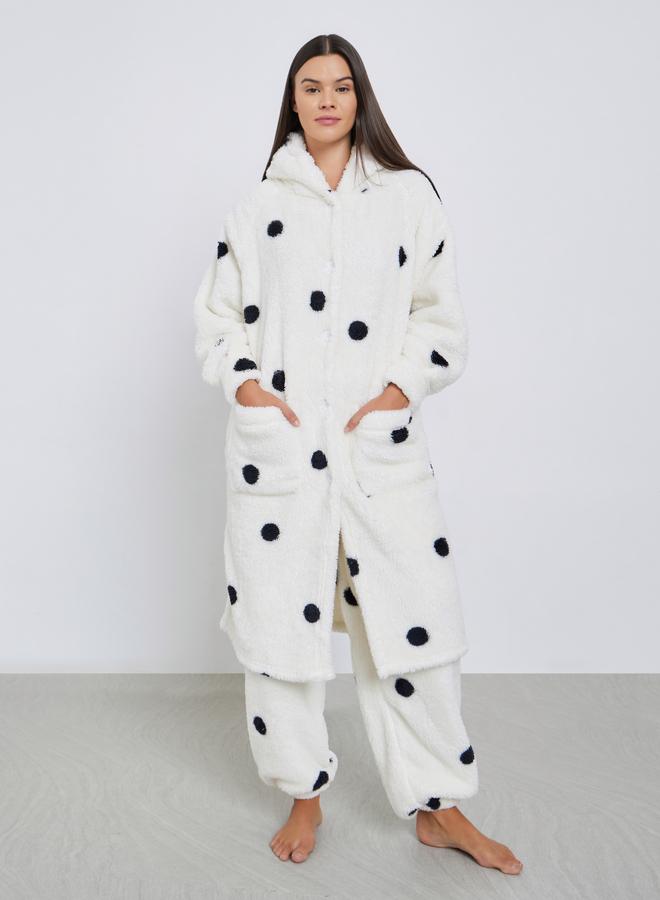 Styli Fleece Spot Ear Hood Pocket Robe and Pyjama Set - Image 2