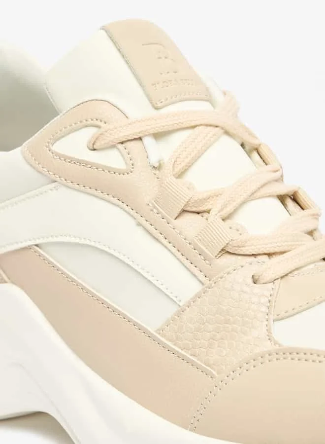 Flora Bella By Shoexpress Women Lace-Up Low Ankle Sneakers with Wedge Heels