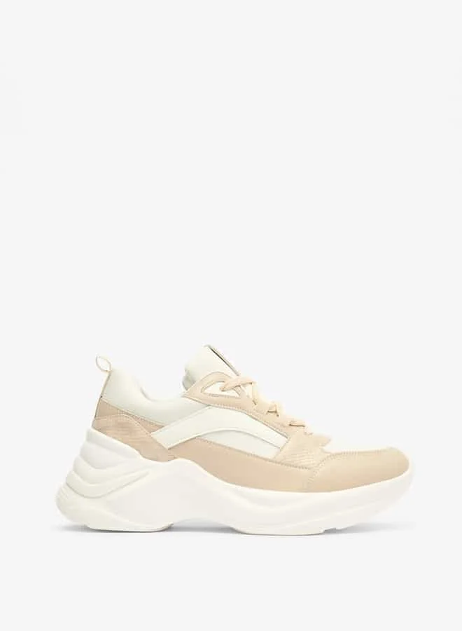 Flora Bella By Shoexpress Women Lace-Up Low Ankle Sneakers with Wedge Heels