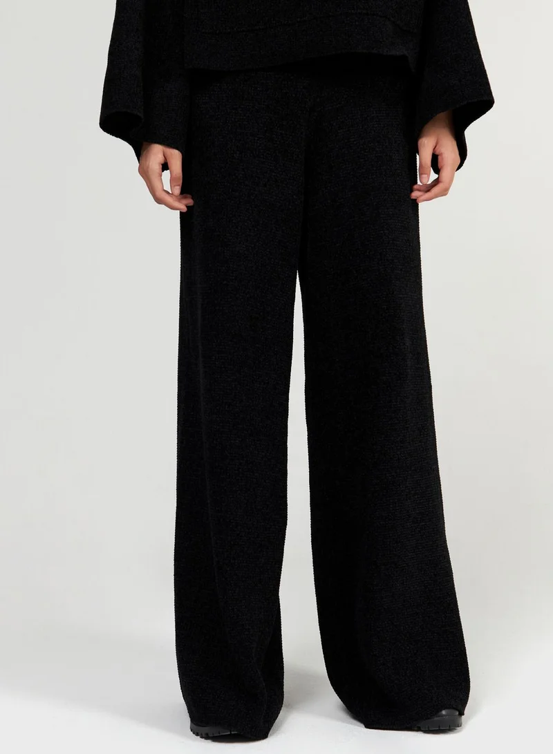 leem Wide-Leg Chenille Knit Trousers