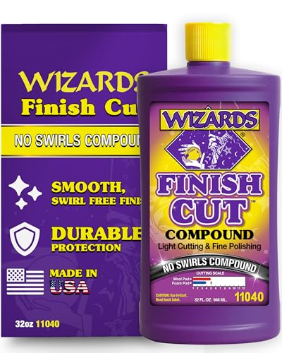 Wizards Finish Cut Compound Levels Scratches and Brightens Dull Finishes Easy CleanUp for Automotive and Auto Paint Correction NonGreasy WaterBased Polish for a Smooth Show Finish 32 oz - Image 1