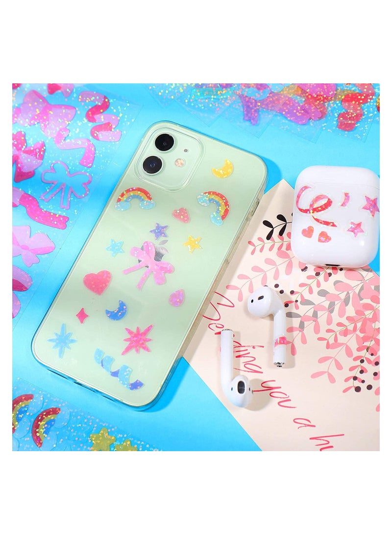 SYOSI 18 Sheets Scrapbook Sticker Laser Ribbon Colorful Letter Confetti Shiny Decoration Bling Photo Conor DIY Decor for Journal Diary Album Card Making Arts and Crafts - Image 2