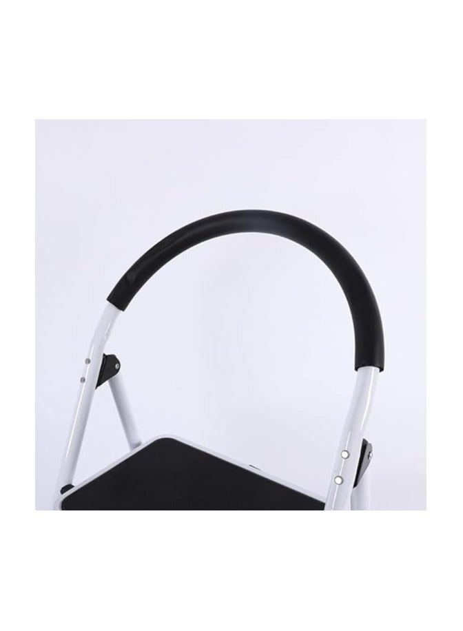 AGD Three-Step Folding Home Ladder Suitable for Indoor, Kitchen, Living Room, Step and Portable Step Ladder (Black and White) - Image 4