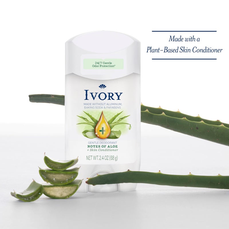 Ivory Aluminum Free Deodorant, Notes of Aloe, 24hr Gentle Deodorant, Dermatologist Tested, Baking Soda Free, Paraben Free, 2.4 oz - Image 5