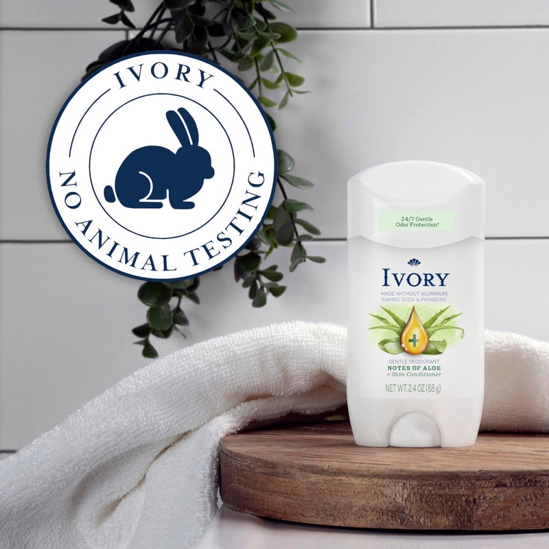 Ivory Aluminum Free Deodorant, Notes of Aloe, 24hr Gentle Deodorant, Dermatologist Tested, Baking Soda Free, Paraben Free, 2.4 oz - Image 4