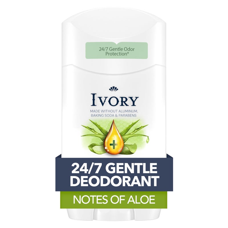 Ivory Aluminum Free Deodorant, Notes of Aloe, 24hr Gentle Deodorant, Dermatologist Tested, Baking Soda Free, Paraben Free, 2.4 oz - Image 1