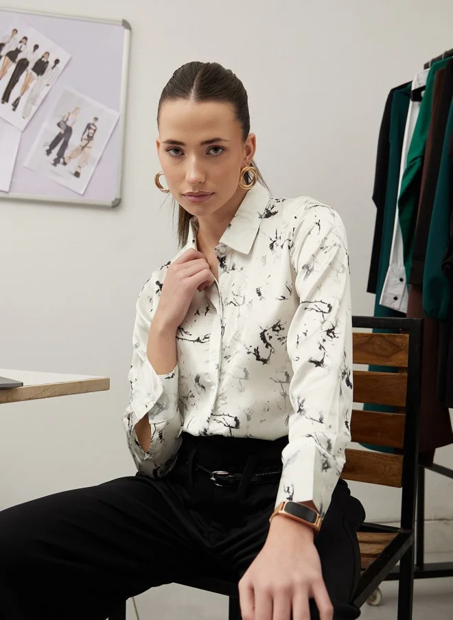 STREET 9 Smart Tailored Fit Abstract Printed Formal Shirt for Women