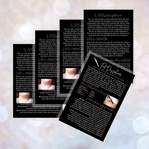 Lashicorn Fat Dissolver Hyaluron Information Cards | 30 Pack | Physical Printed 4x6” inches Postcard Size | Black with Rosey Pink Design - Image 5