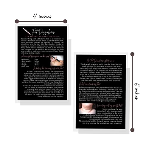 Lashicorn Fat Dissolver Hyaluron Information Cards | 30 Pack | Physical Printed 4x6” inches Postcard Size | Black with Rosey Pink Design - Image 2