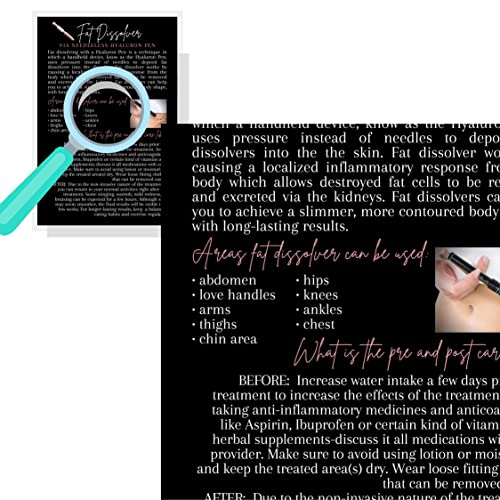 Lashicorn Fat Dissolver Hyaluron Information Cards | 30 Pack | Physical Printed 4x6” inches Postcard Size | Black with Rosey Pink Design - Image 4
