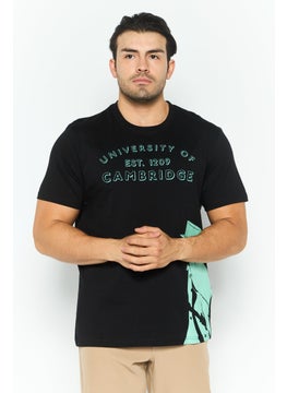 Men Crew Neck Short Sleeve Embroidered Logo T-Shirt, Black Combo