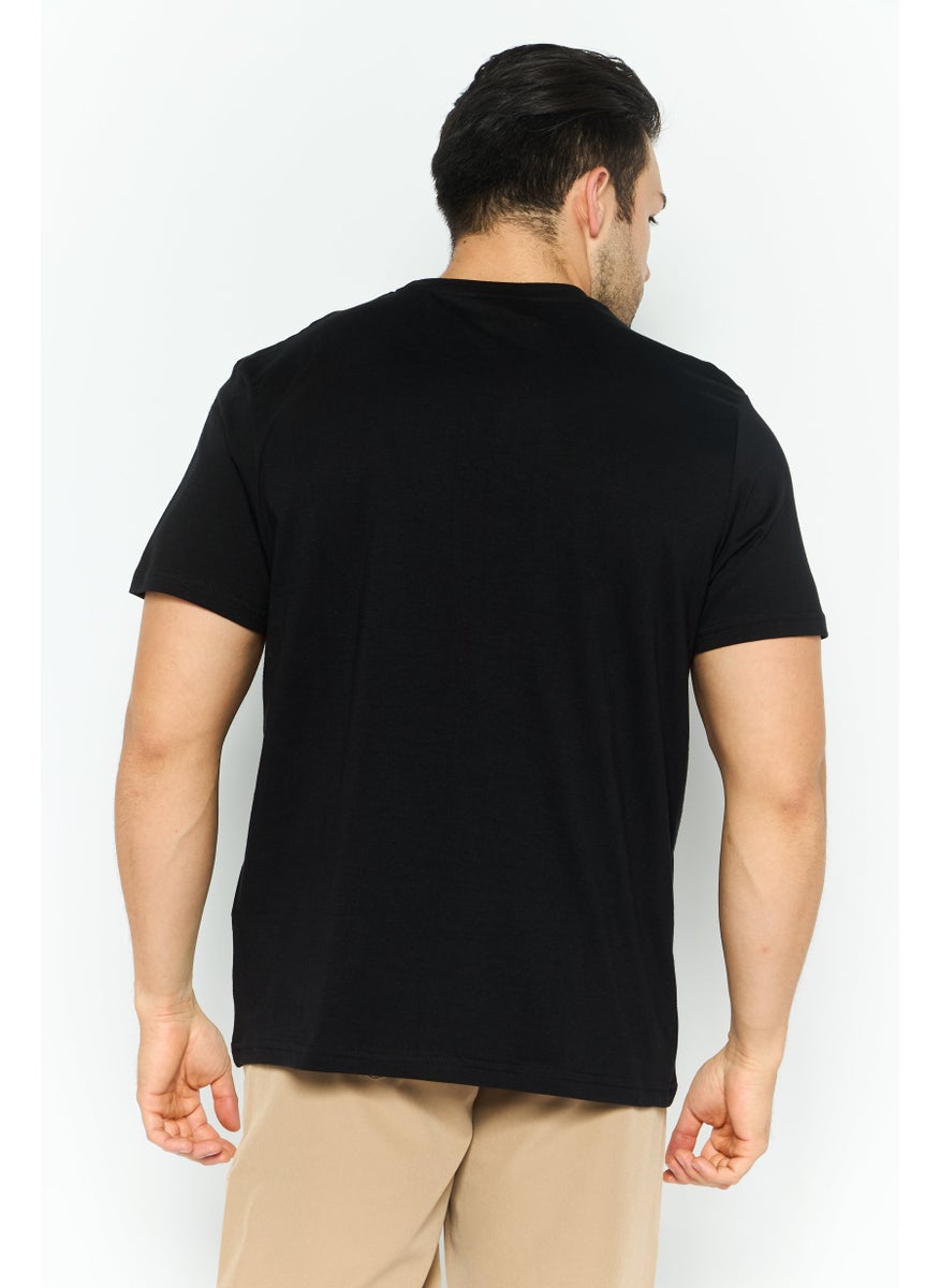 University Of Cambridge - Men Crew Neck Short Sleeve Embroidered Logo T-Shirt, Black Combo - Image 1